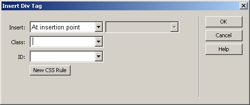 Inserting a div dialog box on Dreamweaver CS4