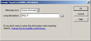 Setting an alt tag in Dreamweaver CS4
