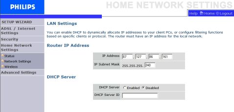 Philips Lan Settings