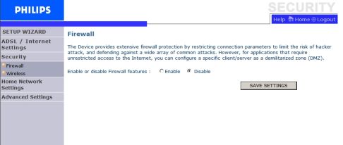 Philips NoNAT configuration settings
