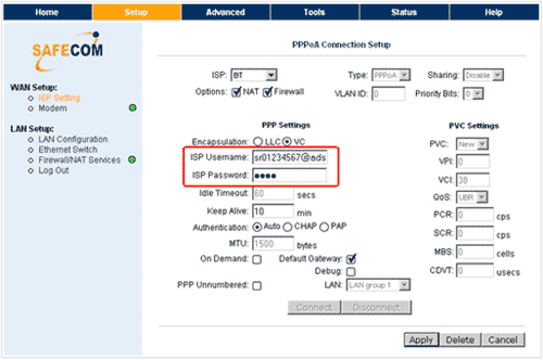 Safecom / Guru router configuration settings