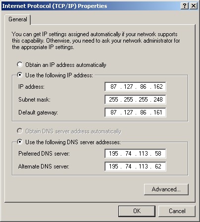 Windows NoNat configuration settings