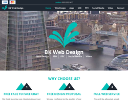 Screenshot of the BK Web Design London homepage