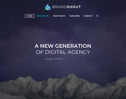 Screenshot of the Brandshout homepage