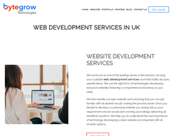 Screenshot of the Web Development Agency - Bytegrow IT Solutions homepage