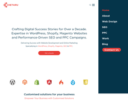 Screenshot of the Chetaru homepage