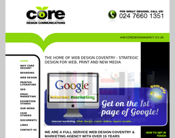Screenshot of the Core Design Communications homepage