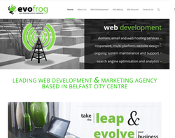 Screenshot of the Evofrog homepage