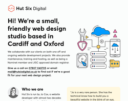 Screenshot of the Hut Six Digital homepage