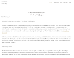 Screenshot of the Kate Harris Consulting homepage