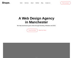Screenshot of the Shape Design Studio homepage