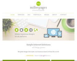 Screenshot of the millerpages web design homepage