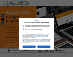 Screenshot of the Nicada Digital homepage