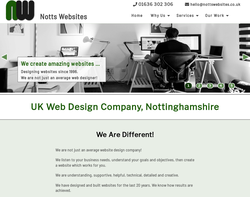 Screenshot of the Notts Websites homepage