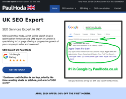 Screenshot of the SEO Services UK Paul Hoda homepage