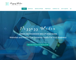 Screenshot of the Pizzazz Media homepage