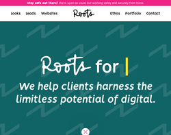 Screenshot of the Roots Creative Marketing homepage