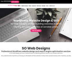Screenshot of the SO Web Designs homepage