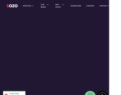 Screenshot of the Sozo Design homepage