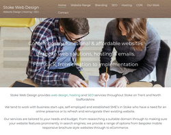 Screenshot of the Stoke Web Design homepage