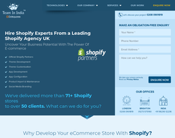 Screenshot of the Shopify Agency UK homepage