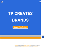 Screenshot of the TP Creates homepage