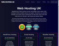 Screenshot of the Web Hosting UK homepage