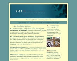Screenshot of the Zest Leisure Web Designers homepage