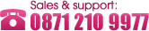 Sales and support: 0871 210 9977
