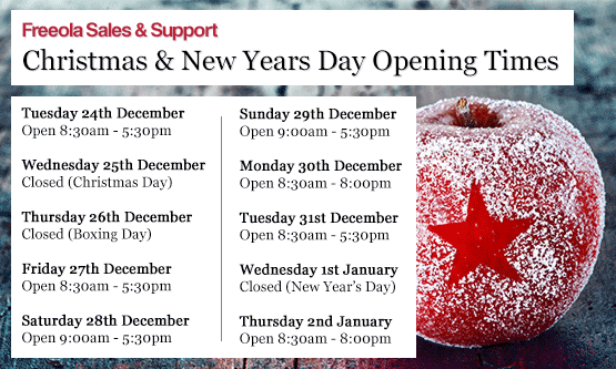 Freeola Support - Xmas & New Year Opening Hours