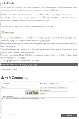 Comment submit form