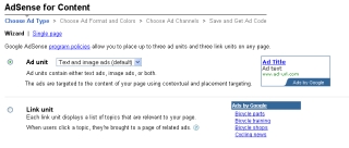 Choose the Advert Type