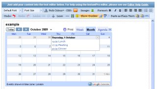 Calendar added to the Page