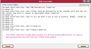 Adding HTML code