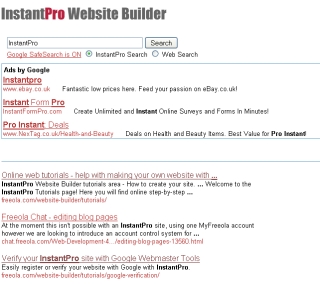 Google Custom Search results page