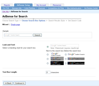 Choose the appearance of the search box
