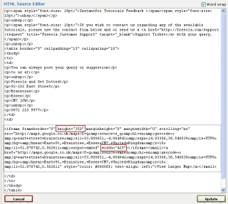 Change the dimensions in the HTML source