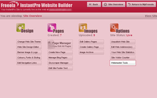 Finding webmaster tools on InstantPro