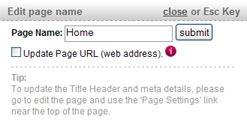 Edit page name box