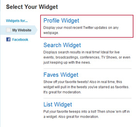 Choose the type of Widgets