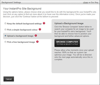 Upload a background image