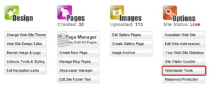 Select the Google Site Tools Option