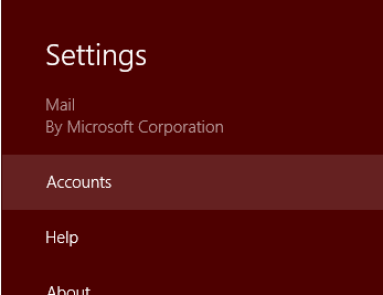 Windows 8 Mail Settings Panel Windows 8 Mail Settings Panel