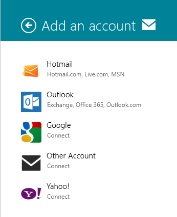 Windows 8 Mail Account Type Windows 8 Mail Account Type