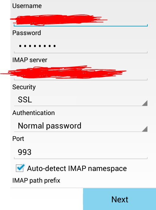 IMAP settings in Android Android IMAP Settings for Freeola