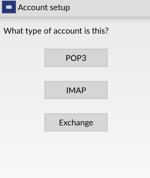 Email Account Type Email Account Setup Android
