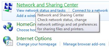 Win7 Network and Sharing Center Win7 Network and Sharing Center