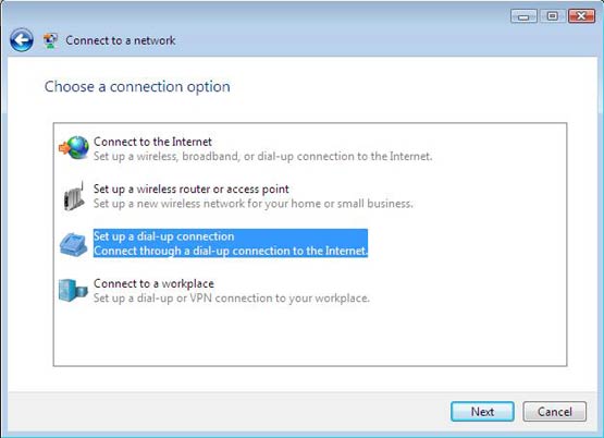 WinVista Dialup Vista Step 2 WinVista Dialup Vista Step 2