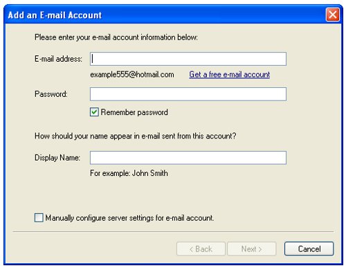 Windows Live Mail Add Email Account