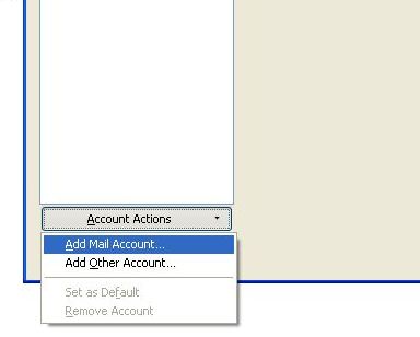 Thunderbird Account Actions Menu